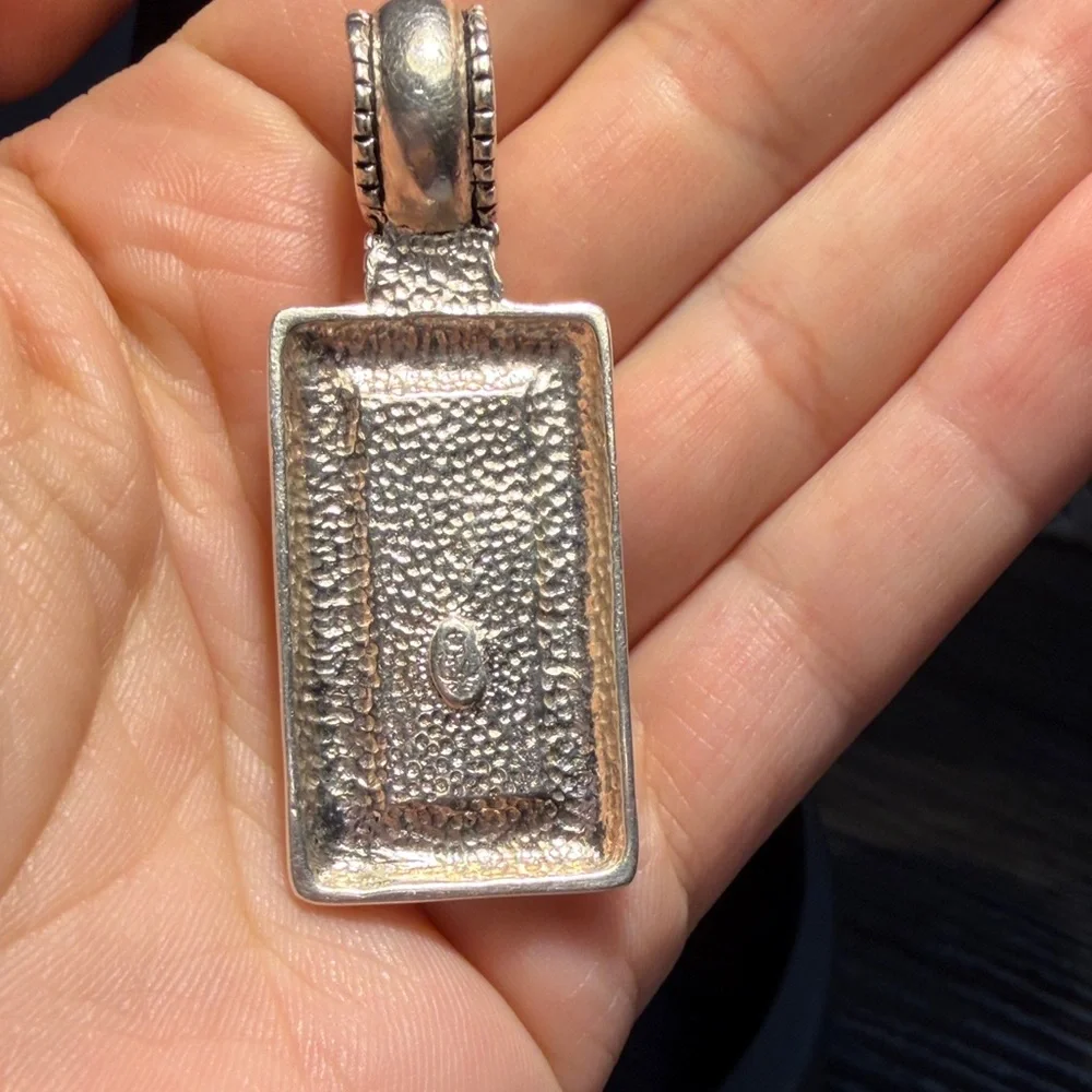 Vintage Silver tone Rectangular Pendant - - Picture 2 of 5